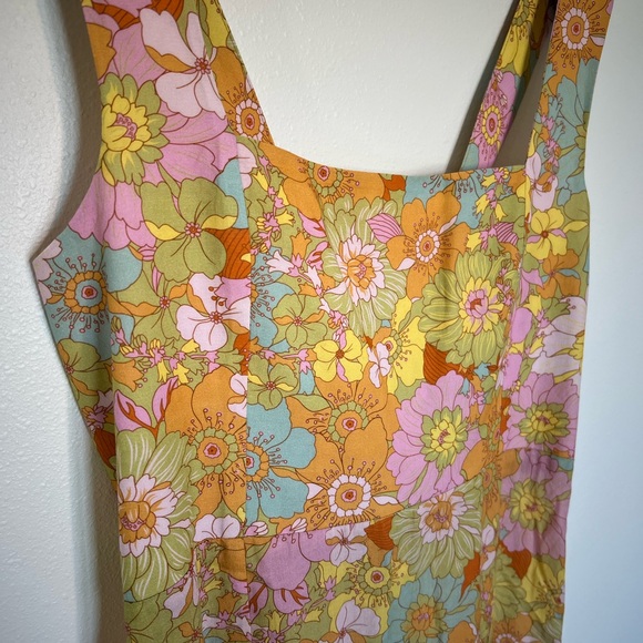 Show Me Your Mumu Claire Midi Dress Groovy Blooms Size Large Floral Boho Chic - Picture 3 of 7